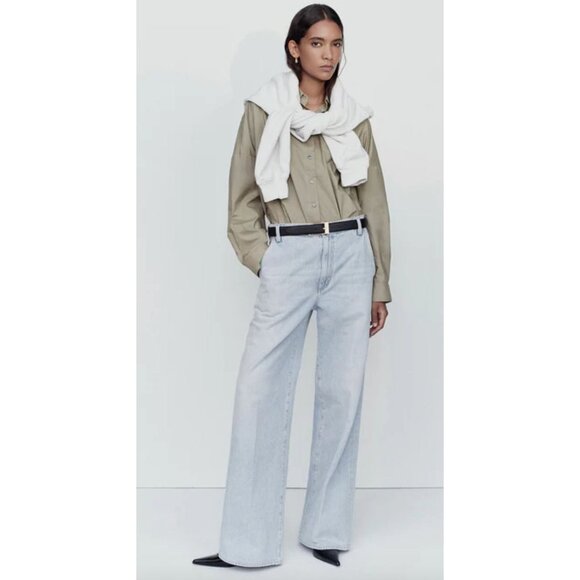 Agolde $268 Shona Trouser Wide Leg Light Blue Jeans Size 25 in Border - Picture 2 of 8